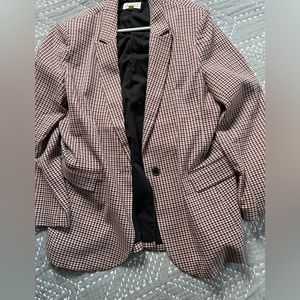 Marled brand blazer, longer style, red tan herringbone pattern
